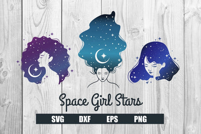 Space Girl Stars, Boho celestial Girl SVG SVG dadan_pm 