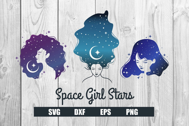 Space Girl Stars, Boho celestial Girl SVG SVG dadan_pm 