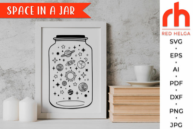 Space in a Jar SVG - Solar System Cut File SVG RedHelgaArt 
