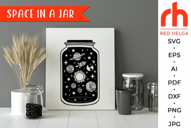 Space in a Jar SVG - Solar System Cut File SVG RedHelgaArt 