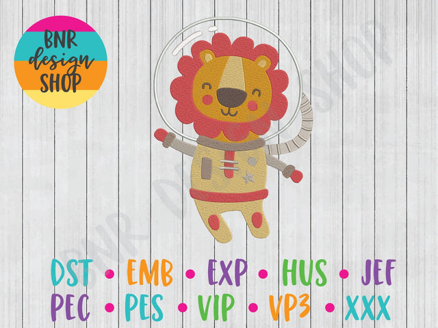 Space Lion Machine Embroidery Design Embroidery/Applique BNRDesignShop 