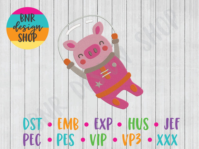 Space Pig Machine Embroidery Design Embroidery/Applique BNRDesignShop 