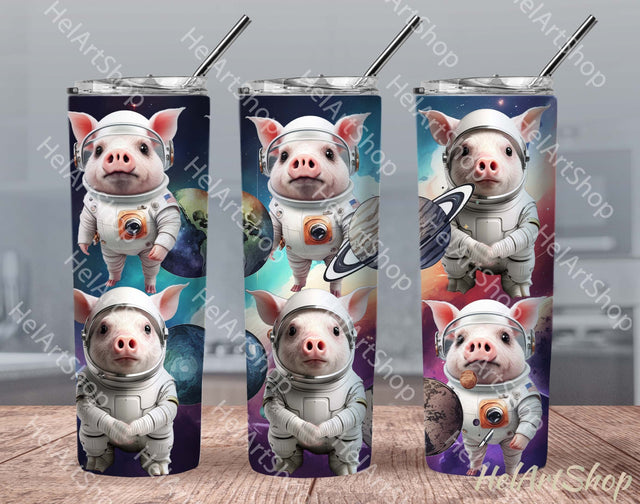 Space Pig Tumbler PNG Sublimation, SKINNY TUMBLER Png Sublimation _HelArtShop_ 