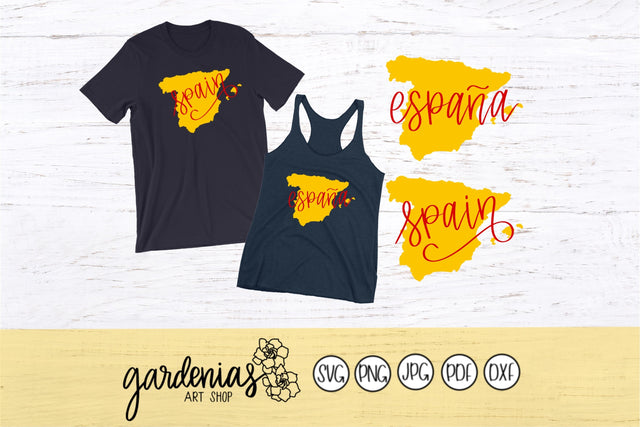 Spain Map Hand Lettered SVG Gardenias Art Shop 