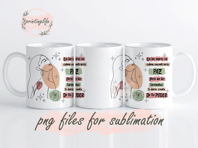 Spanish Positive 11oz Design, Mujer Motivational wrap, Digital Sublimation design, Motivational Digital Design, Motivational Design Sublimation PrintingLife 