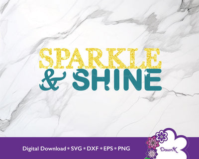 Sparkle and Shine SVG | Teal and Gold Glitter SVG DawnKDesigns 