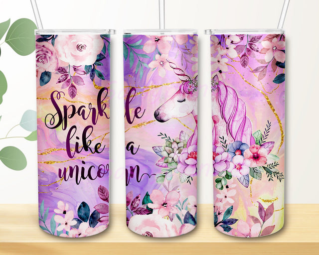 Sparkle Like A Unicorn Tumbler Design, Pink Unicorn Tumbler Png, Unicorn 20oz Skinny Tumbler, Floral Tumbler Wrap, Unicorn Sublimation Design, Intant Download Sublimation sassyprint 