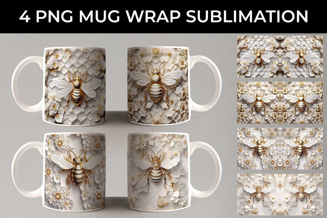 Sparkling Mug Wrap 3D Bee Sublimation Bundle Free For Commercial Use Sublimation Sintegra 