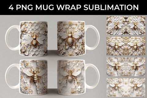 Sparkling Mug Wrap 3D Bee Sublimation Bundle Free For Commercial Use Sublimation Sintegra 