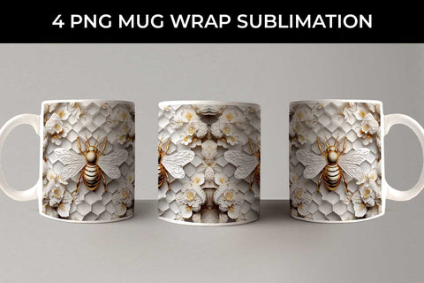 Sparkling Mug Wrap 3D Bee Sublimation Bundle Free For Commercial Use Sublimation Sintegra 