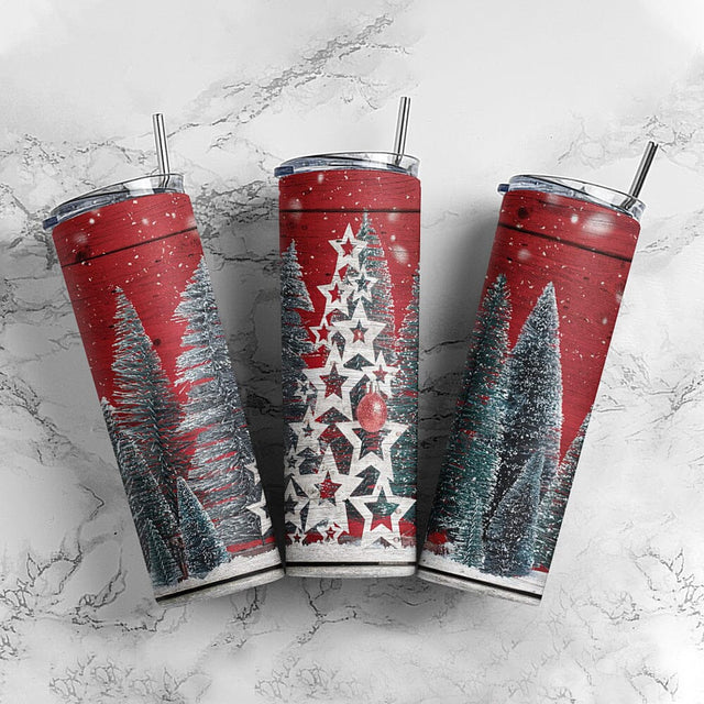 Sparkling Pink Christmas Trees 20oz Skinny Tumbler Sublimation PNG Download, Christmas tumbler Sublimation CaldwellArt 