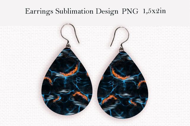 Sparkling water abstract teardrop earrings design png Sublimation LuckyTurtleArt 