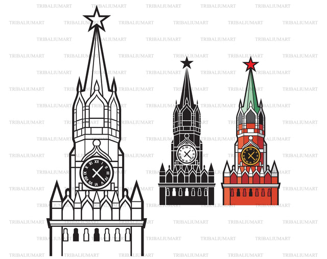 Spasskaya Tower in Moscow SVG TribaliumArtSF 