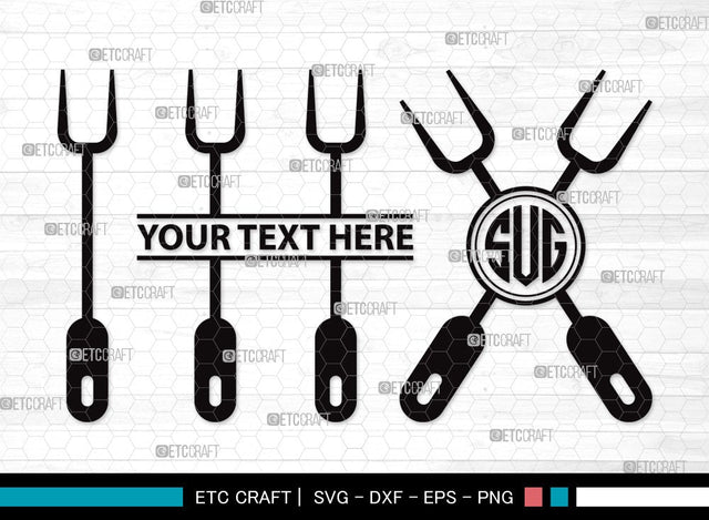 Spatula Fork Monogram SVG | Barbecue Svg | Spatula Svg | Utensil Svg | Grilling Svg | Kitchen Svg | Spatula Fork Clipart SVG ETC Craft 