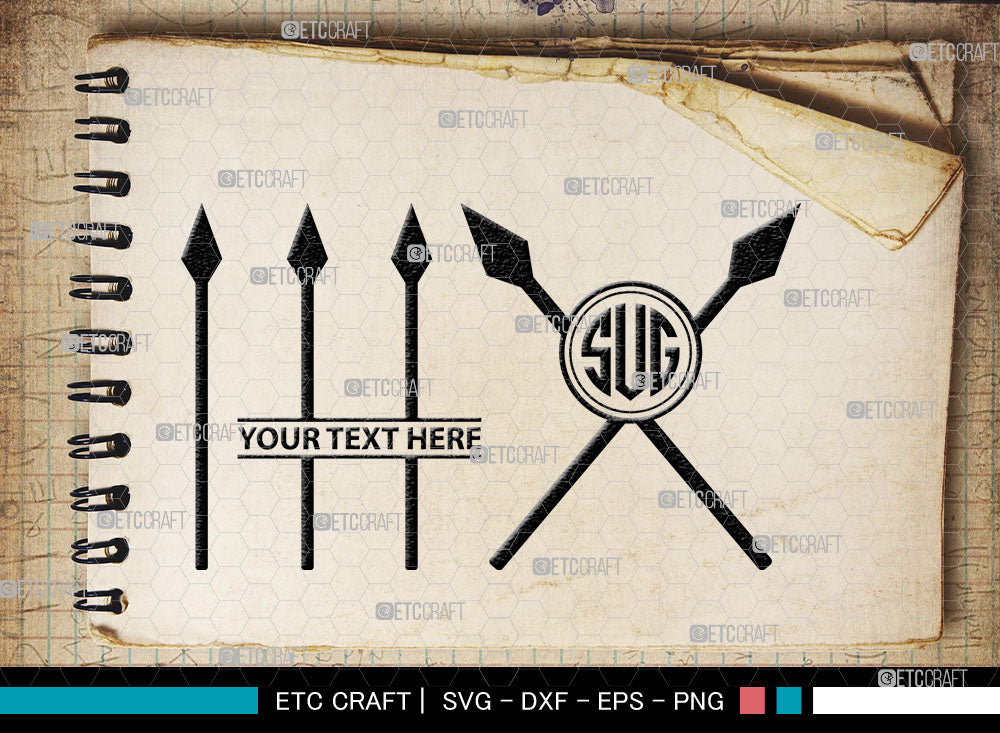 Spear Monogram, Weapon Silhouette, Spear SVG, Pike Weapon Svg, Sparta ...