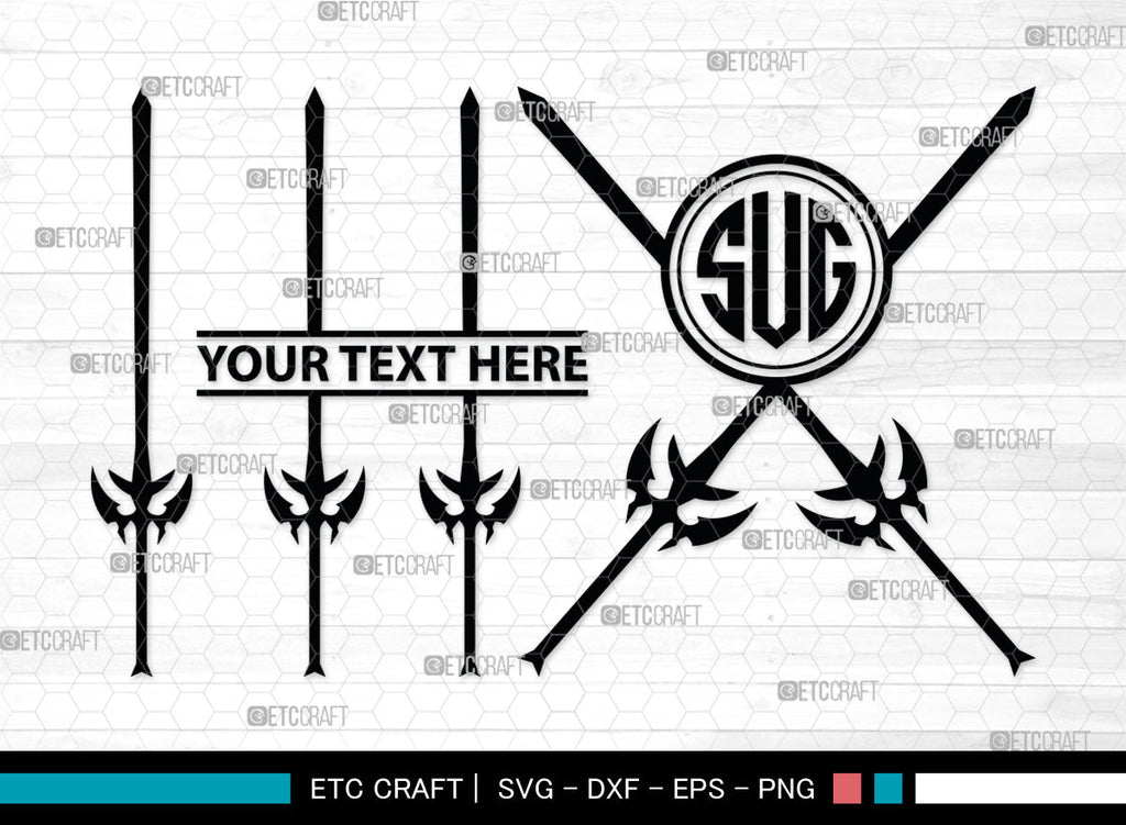 Spear Monogram, Weapon Silhouette, Spear SVG, Pike Weapon Svg, Sparta ...