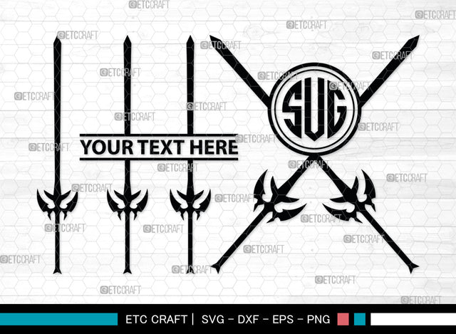 Spear Monogram, Weapon Silhouette, Spear SVG, Pike Weapon Svg, Sparta Svg, Sword Svg, Spear Trident Svg, Poseidon Svg, SB00032 SVG ETC Craft 