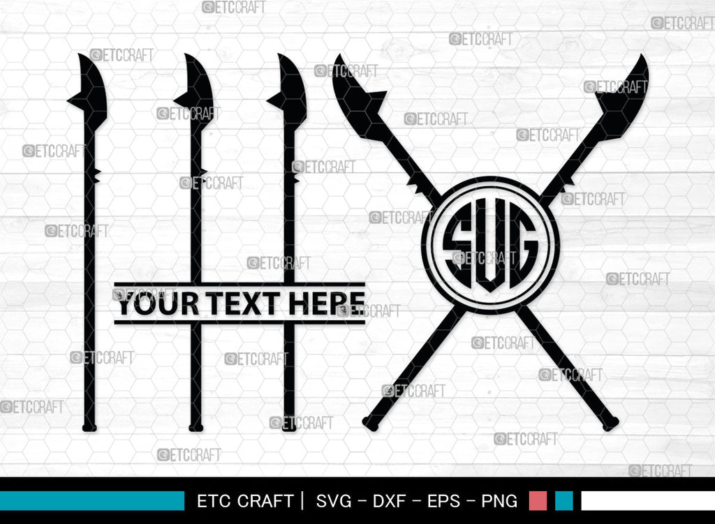 Spear Monogram, Weapon Silhouette, Spear SVG, Pike Weapon Svg, Sparta ...