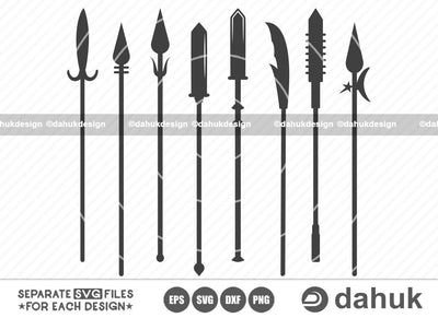 Spear SVG, Spear Vector Svg Icons, Spear Clipart, Spear Silhouette, Cut file for silhouette, svg, eps, dxf, png, clipart cricut design space, vinyl cut files SVG dahukdesign 