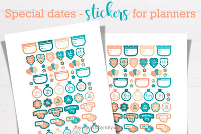 Special dates - stickers for planners. SVG Arts By Naty 