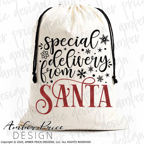 Special Delivery from Santa SVG | New Baby Christmas SVG PNG DXF | Cute Winter SVG | Santa Sack SVG | Santa Bag SVG SVG Amber Price Design 