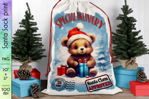 Special Delivery Santa Sack Sublimation Sublimation Designs by Ira 