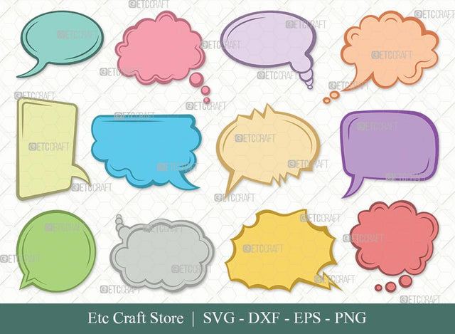 Speech Bubbles Clipart SVG Cut File | Talk Bubble Svg | Text Bubble Svg | Chat Bubbles Svg | Word Bubble Bundle SVG ETC Craft 