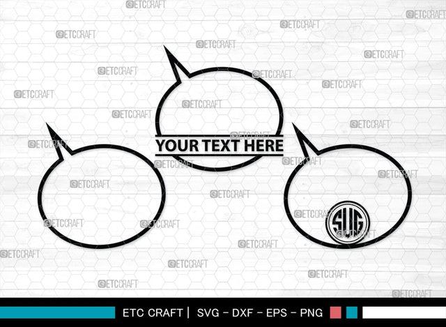 Speech Bubbles Monogram, Speech Bubbles Silhouette, Speech Bubbles SVG, Text Bubble Svg, Word Bubble Svg, Thought Bubbles Svg, Talk Bubble Svg, SB00446 SVG ETC Craft 