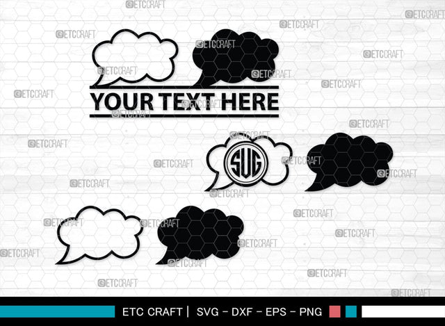 Speech Bubbles Monogram, Speech Bubbles Silhouette, Speech Bubbles SVG, Text Bubble Svg, Word Bubble Svg, Thought Bubbles Svg, Talk Bubble Svg, SB00446 SVG ETC Craft 