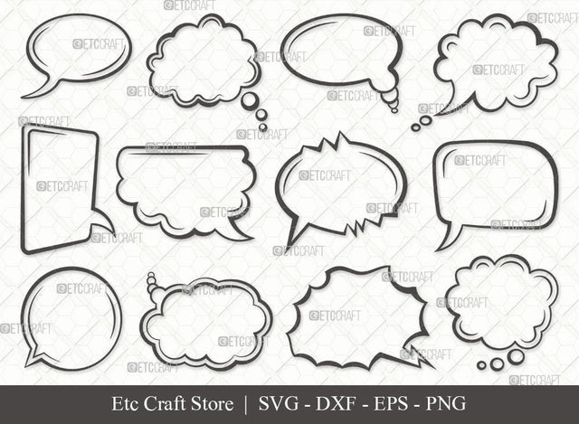 Speech Bubbles Outline SVG Cut File | Talk Bubble Svg | Text Bubble Svg | Chat Bubbles Svg | Word Bubble Bundle SVG ETC Craft 