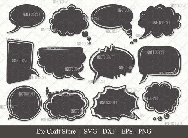 Speech Bubbles Silhouette SVG Cut File | Talk Bubble Svg | Text Bubble Svg | Chat Bubbles Svg | Word Bubble Bundle SVG ETC Craft 