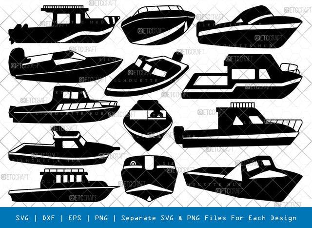 Speed Boat Silhouette, Speed Boat SVG, Motor Boat Svg, Yacht Svg, Boat Svg, Speed Boat Bundle, SB00828 SVG ETC Craft 