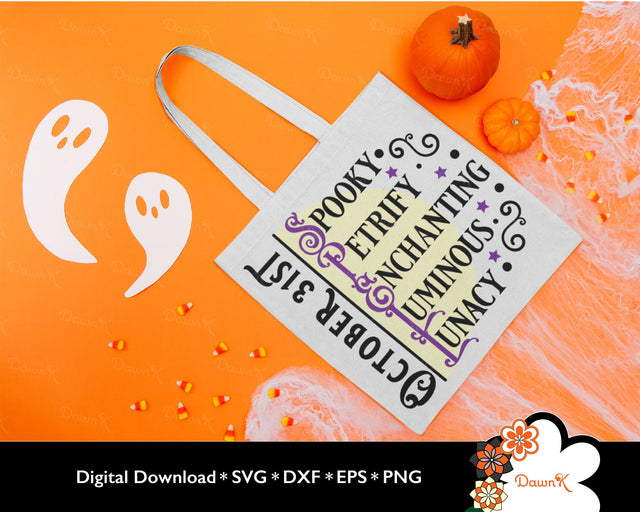 Spellbinding October 31st SVG Design | Spooky Petrify Enchanting Luminous Lunacy with Stars SVG DawnKDesigns 