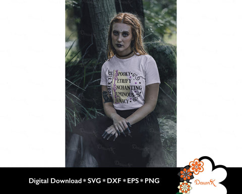 Spellbinding October 31st SVG Design | Spooky Petrify Enchanting Luminous Lunacy with Stars SVG DawnKDesigns 