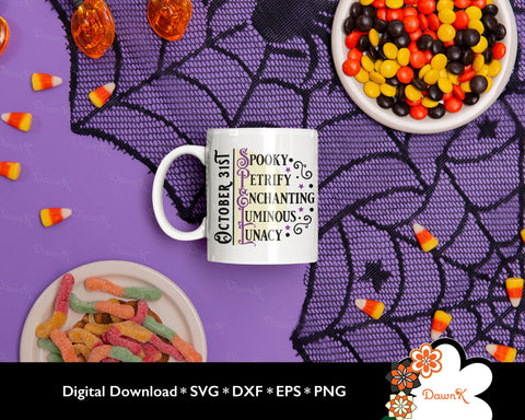 Spellbinding October 31st SVG Design | Spooky Petrify Enchanting Luminous Lunacy with Stars SVG DawnKDesigns 