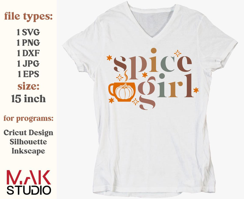 Spice girl svg, Fall svg, Spice girl shirt svg, Thanksgiving svg, Autumn svg, Retro fall svg, Funny fall svg, Pumpkin season svg, Halloween SVG MAKStudion 