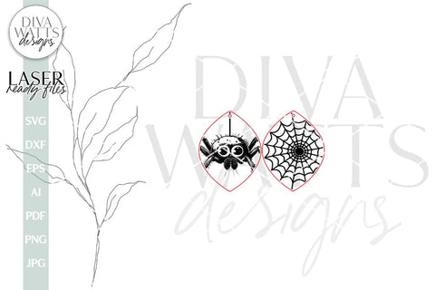 Spider And Web Earrings SVG For Laser Earrings With Spider for Halloween Earrings For Glowforge Spiderweb Earrings SVG Halloween Earring SVG SVG Diva Watts Designs 