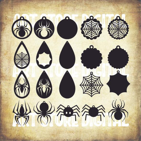 Spider Earrings - Halloween SVG PNG DXF EPS Cut Files SVG Artstoredigital 