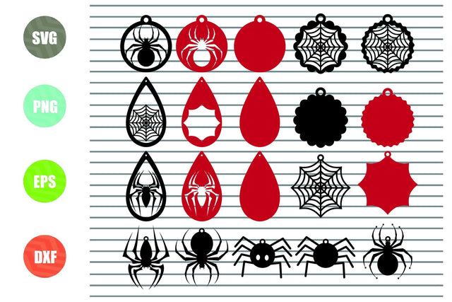 Spider Earrings - Halloween SVG PNG DXF EPS Cut Files SVG Artstoredigital 
