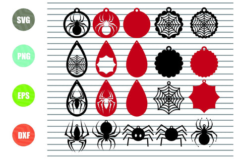 Spider Earrings - Halloween SVG PNG DXF EPS Cut Files SVG Artstoredigital 