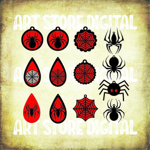Spider Earrings - Halloween SVG PNG DXF EPS Cut Files SVG Artstoredigital 