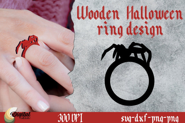 Spider finger ring SVG. Lasercut Halloween jewelry SVG Evgenyia Guschina 