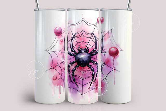 Spider, Pink Halloween Tumbler Sublimation Design, Straight Seamless Sublimation Wrap, Tumbler PNG, 20oz Skinny Design, Digital Download Sublimation Syre Digital Creations 