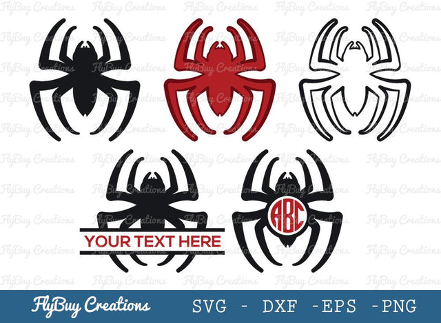 Spider Svg Cut File| Spider Silhouette | Spider Outline | Circle Monogram | Split Monogram SVG ETC Craft 