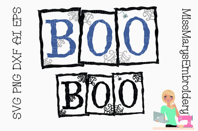 Spider Web Boo SVG MissMarysEmbroidery 