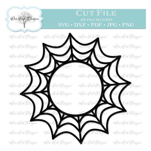 Spider Web Circle Monogram Frame SVG One Oak Designs 