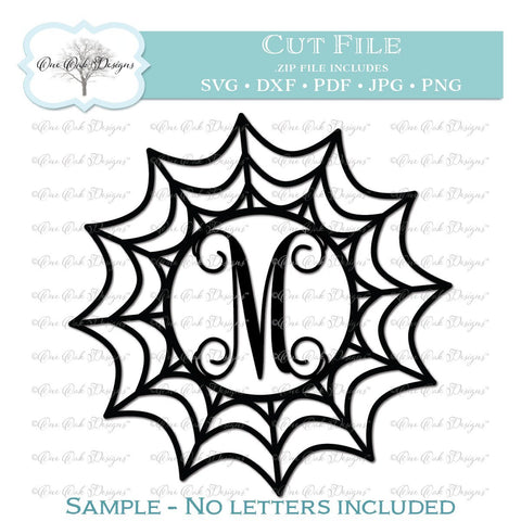 Spider Web Circle Monogram Frame SVG One Oak Designs 