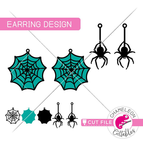 Spider Web - Earring Template - SVG PNG DXF EPS SVG Chameleon Cuttables 