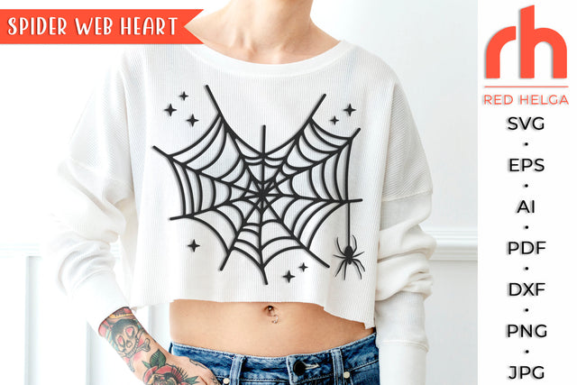 Spider Web Heart SVG - Halloween Decor Cut File SVG RedHelgaArt 