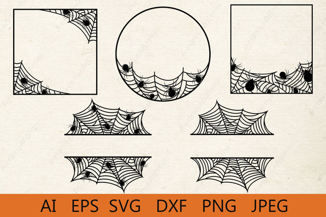 Spider web split monogram, Halloween monogram frame svg, Spooky border SVG AnastasiyaArtDesign 